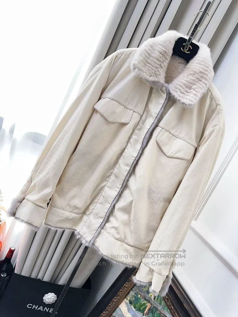 Fendi Fendi Pinkish blue and gray mixed with white fur-trimmed c Size XXS / US 00 / IT 34 - 3 Thumbnail