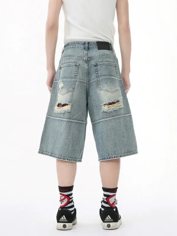 Japanese Brand Japanese retro distressed straight ripped denim shorts Size US 32 / EU 48 - 5 Thumbnail