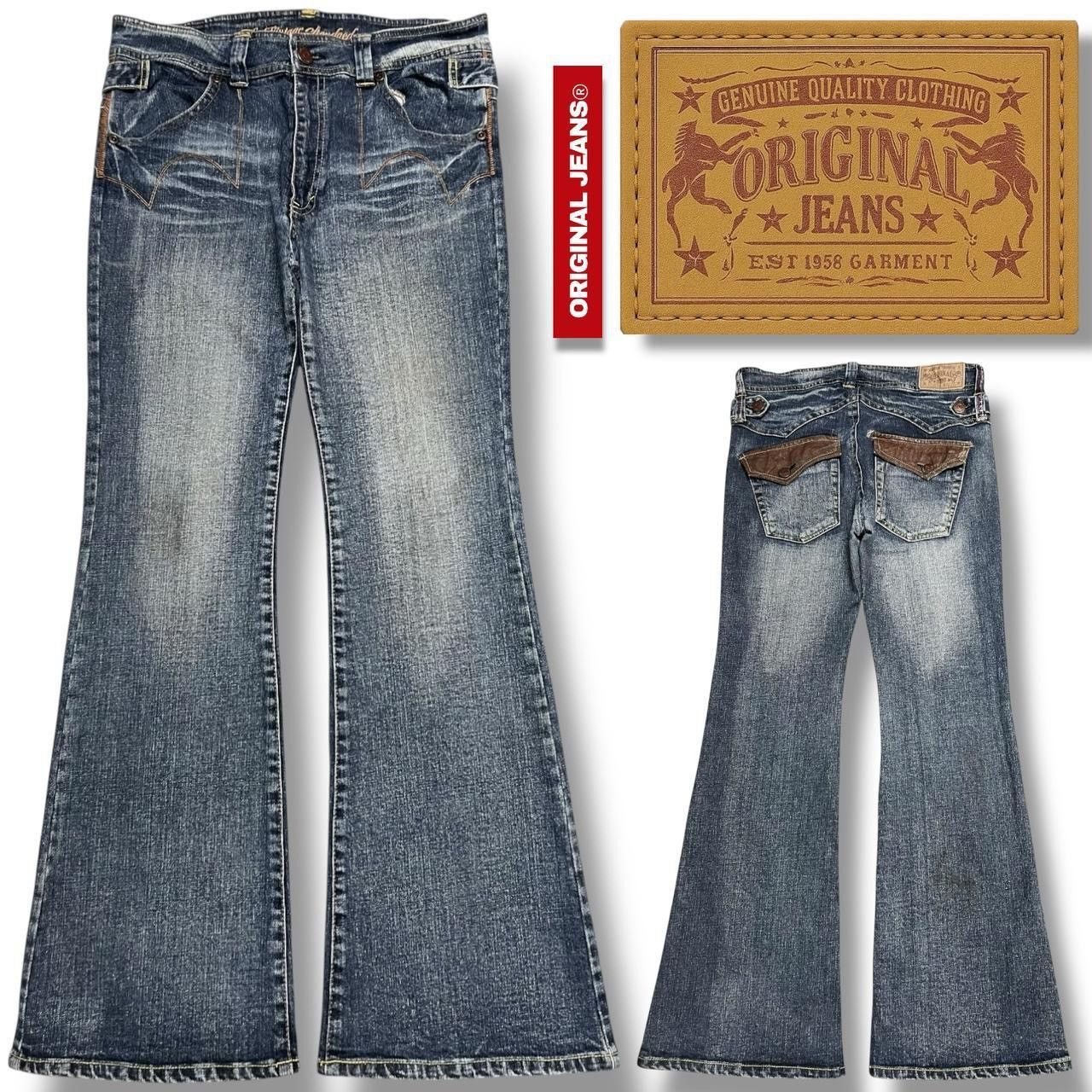 Japanese Brand Vintage Flared Original Jeans Japan - Faded Wash Style Jeans Size US 33 - 1 Thumbnail
