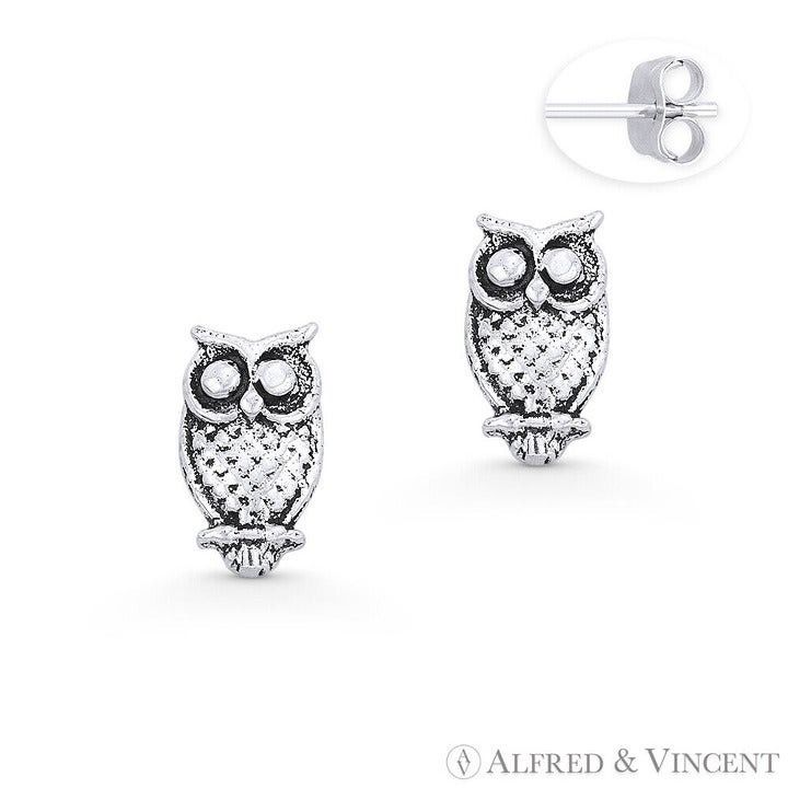 Other Perched Owl Charm Stud Earrings in .925 Sterling Silver Size ONE SIZE - 1 Preview