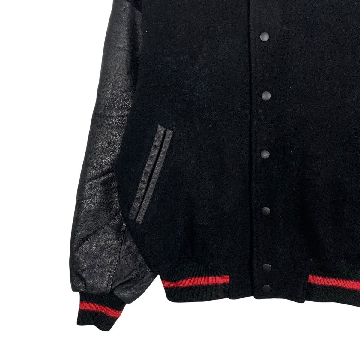 Kansai Yamamoto Vtg Kansai Man Yutaka Nishimura Leather Varsity Jacket Size US M / EU 48-50 / 2 - 5 Thumbnail