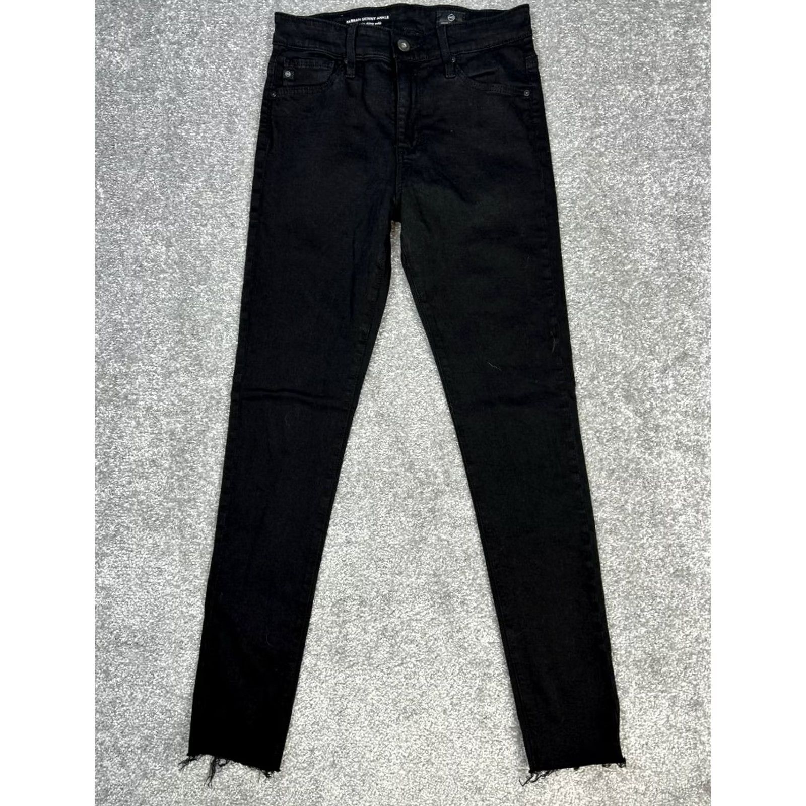 Farah AG Adriano Goldschmied Farrah Jeans Womens 25 Black Skinny 5-Pocket Denim Jeans 28in Inseam Regular Rise Vintage No Size 42" / US 20 - 2 Thumbnail