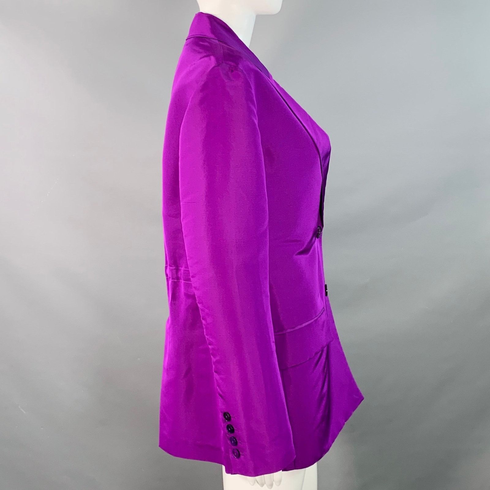 Valentino Size 4 Purple Silk Peak Lapel Drawstring Jacket Blazer Size S / US 4 / IT 40 - 2 Thumbnail