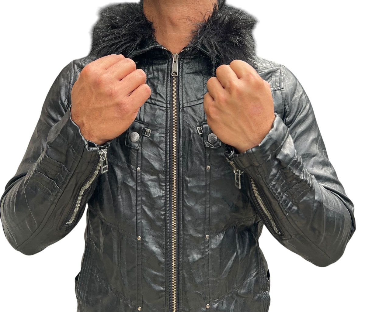 Von Dutch Von Dutch Gothic Multipocket Black Fur Faux Leather Size US L / EU 52-54 / 3 - 7 Thumbnail