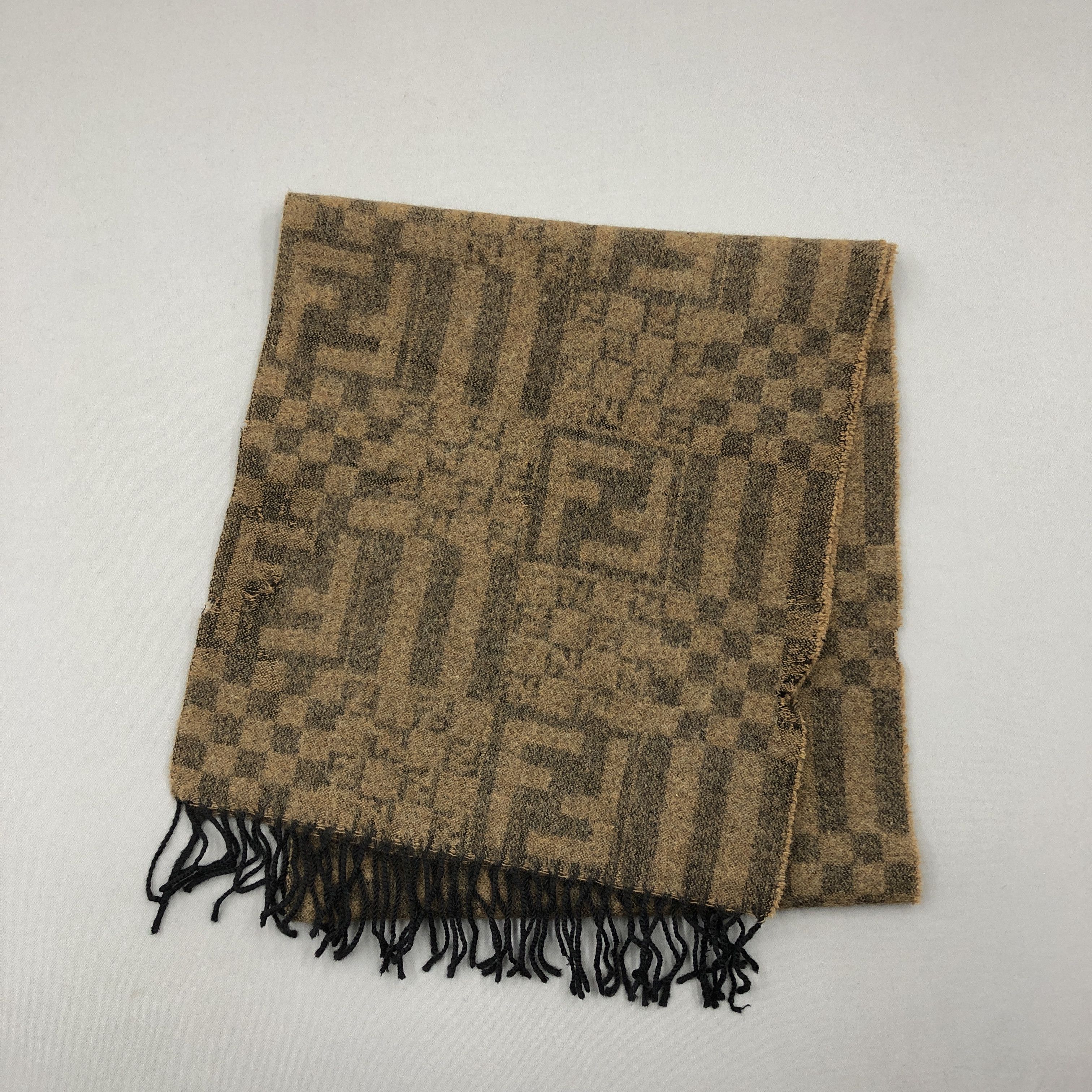 Fendi × Vintage Vintage Fendi Scarf Fendi Zucca FF Monogram Wool Scarves Size ONE SIZE - 3 Thumbnail