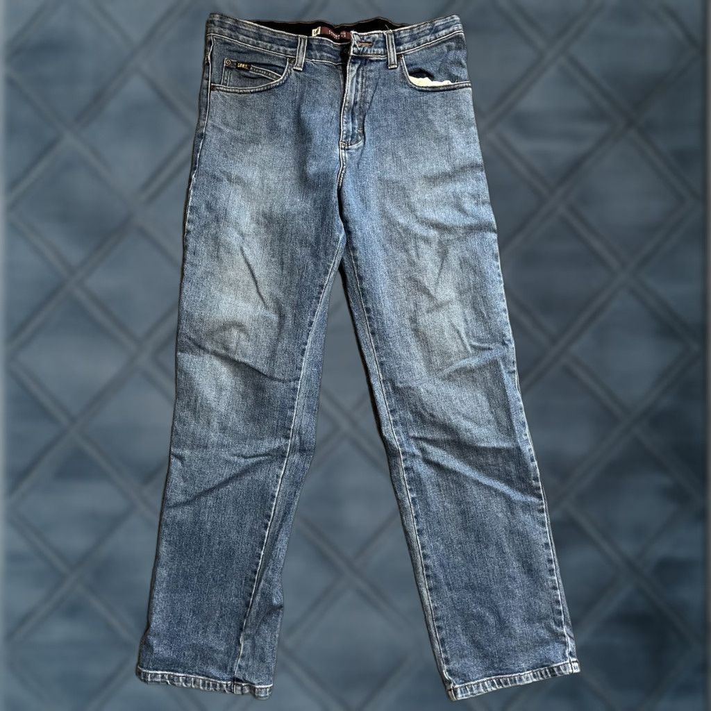 Lee Lee Custom Fit Pants Mens 32X32 Dark Blue Flat Front Straight Leg Cotton 4 Pockets Size US 32 / EU 48 - 1 Thumbnail