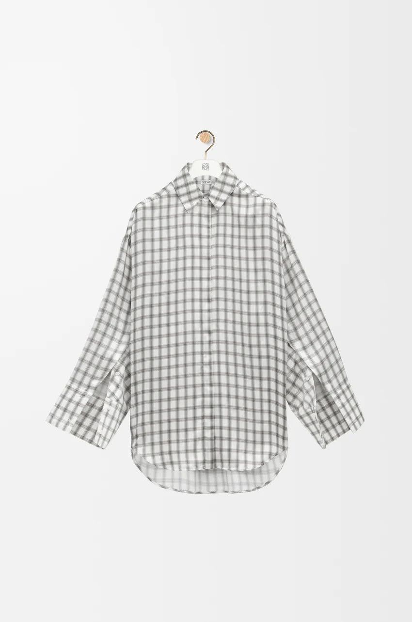 Loewe o1loc1c0525 Shirt In Silk in White/Grey Size M / US 6-8 / IT 42-44 - 1 Thumbnail