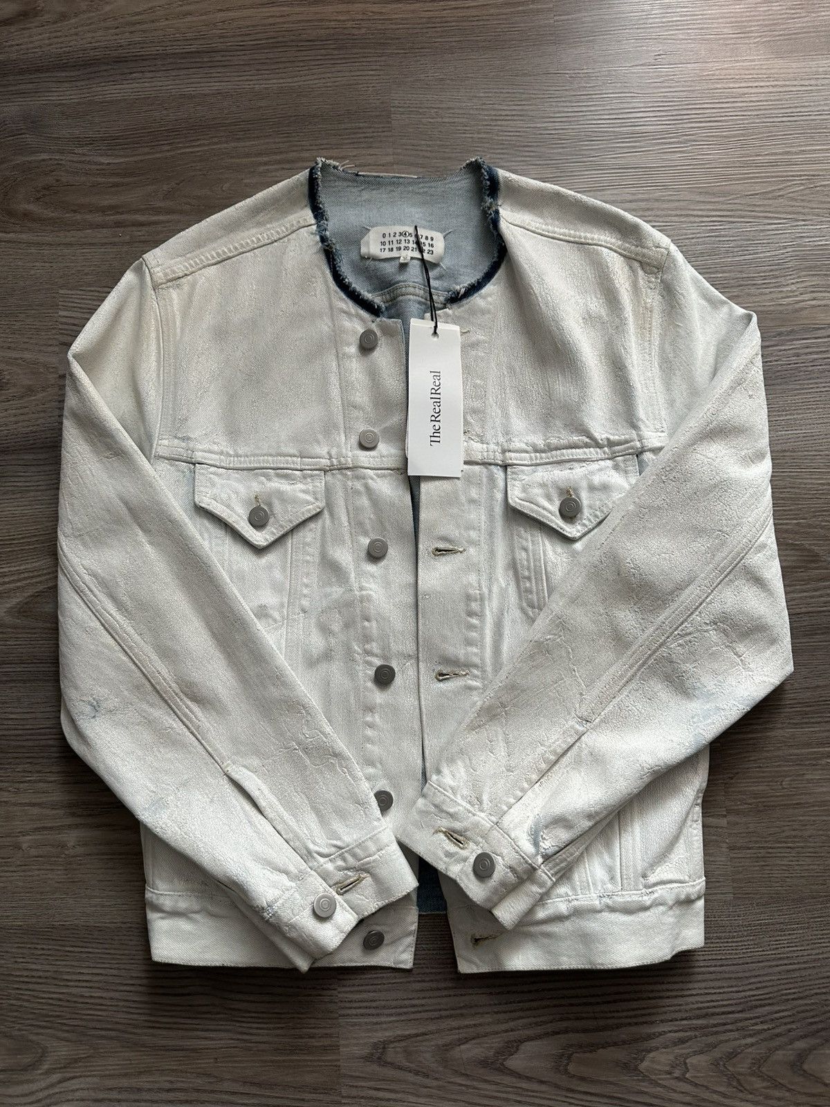 Maison Margiela Collarless Painted Denim Jacket