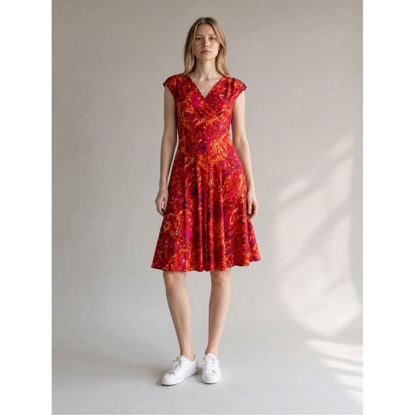 Ralph Lauren Ralph Lauren Red Paisley Fit-and-Flare Midi Dress Size 12 Size XL / US 12-14 / IT 48-50 - 1 Thumbnail