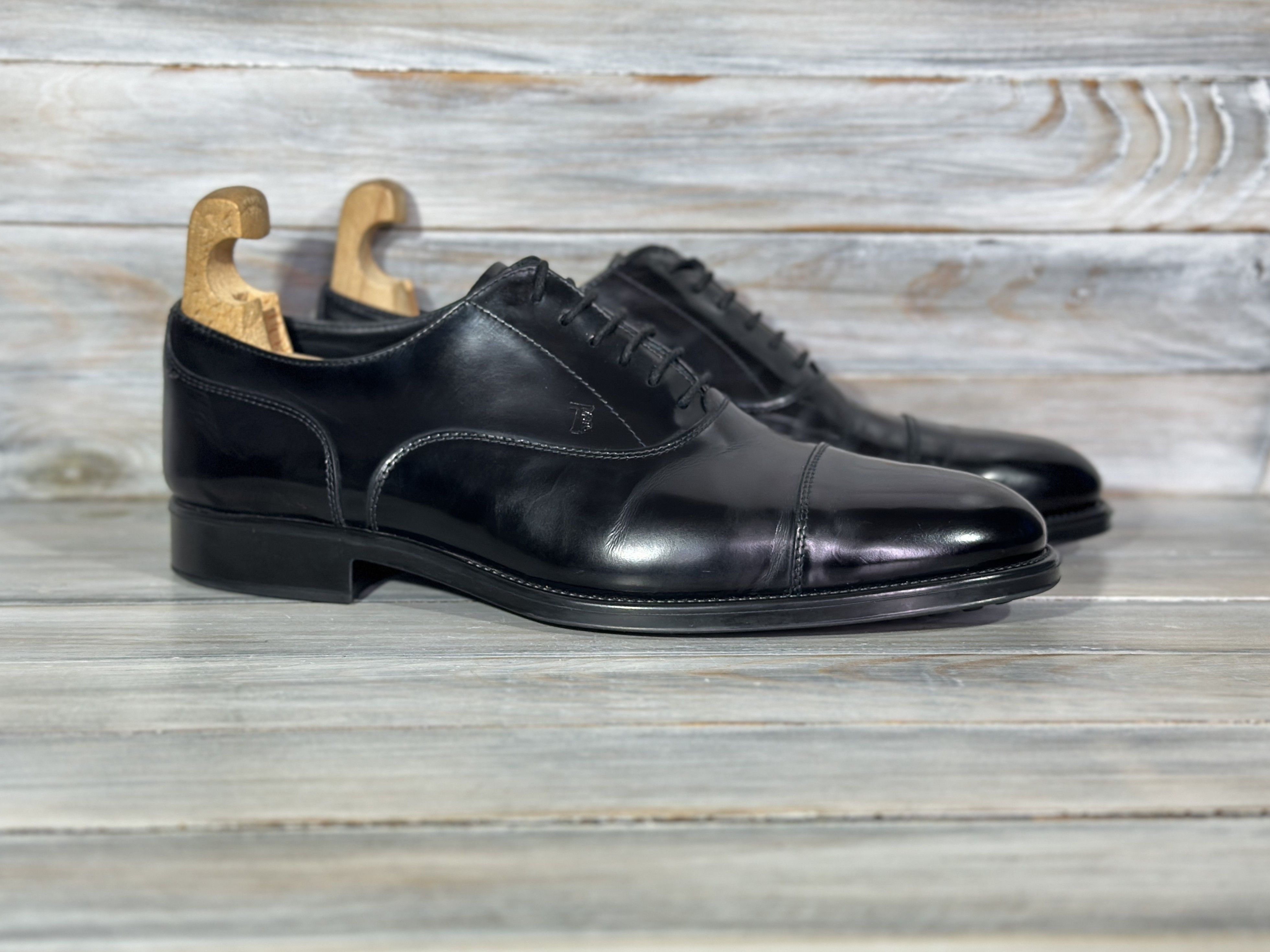 Tod's Oxford Lace-Up Men's Leather Shoes Black Made In Italy