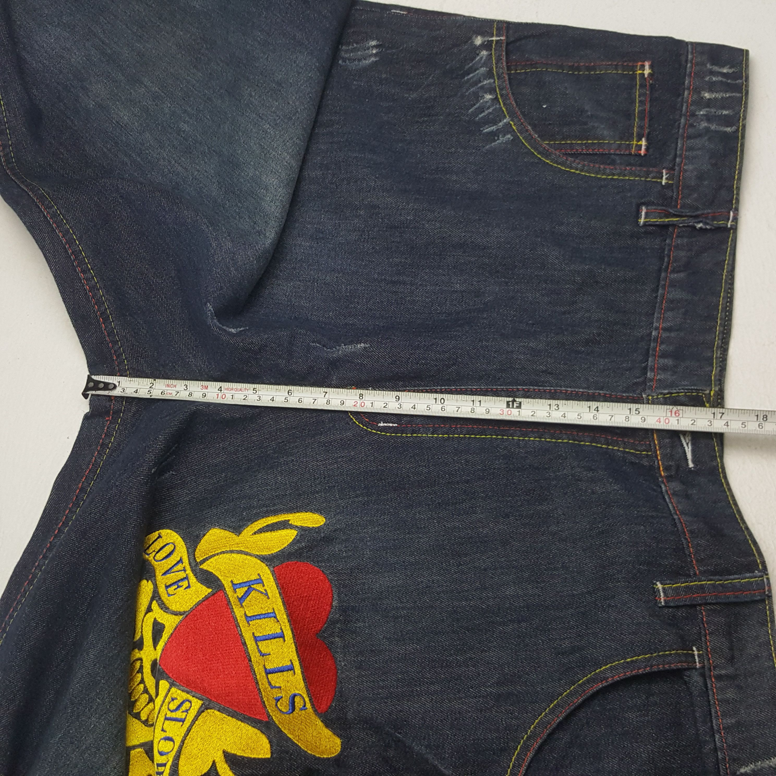 Ed Hardy × Vintage Vintage Ed Hardy Custom Spell Out Art Denim Jeans Size US 43 - 8 Thumbnail