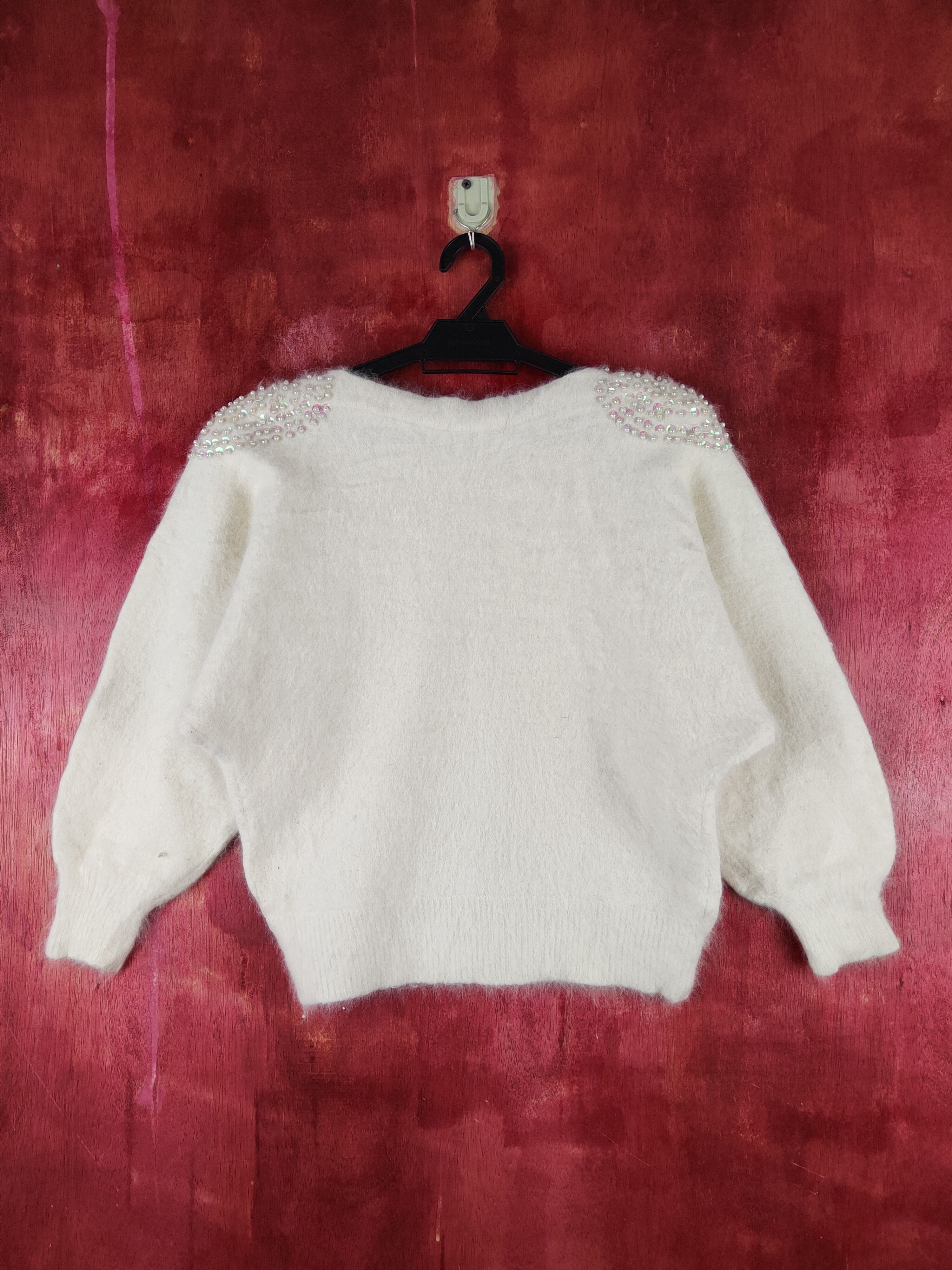 Homespun Knitwear A-Ram White Shag Shaggy Fur Mohair Knitwear #S2182 Size S / US 4 / IT 40 - 9 Thumbnail