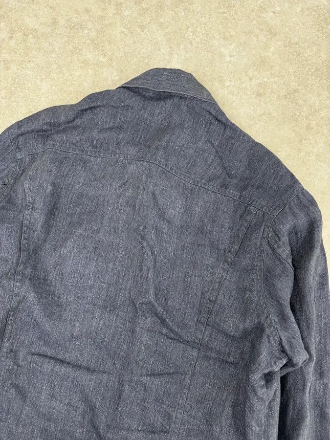 Givenchy 1990s Givenchy Navy Linen Trucker Jacket Size US M / EU 48-50 / 2 - 6 Thumbnail