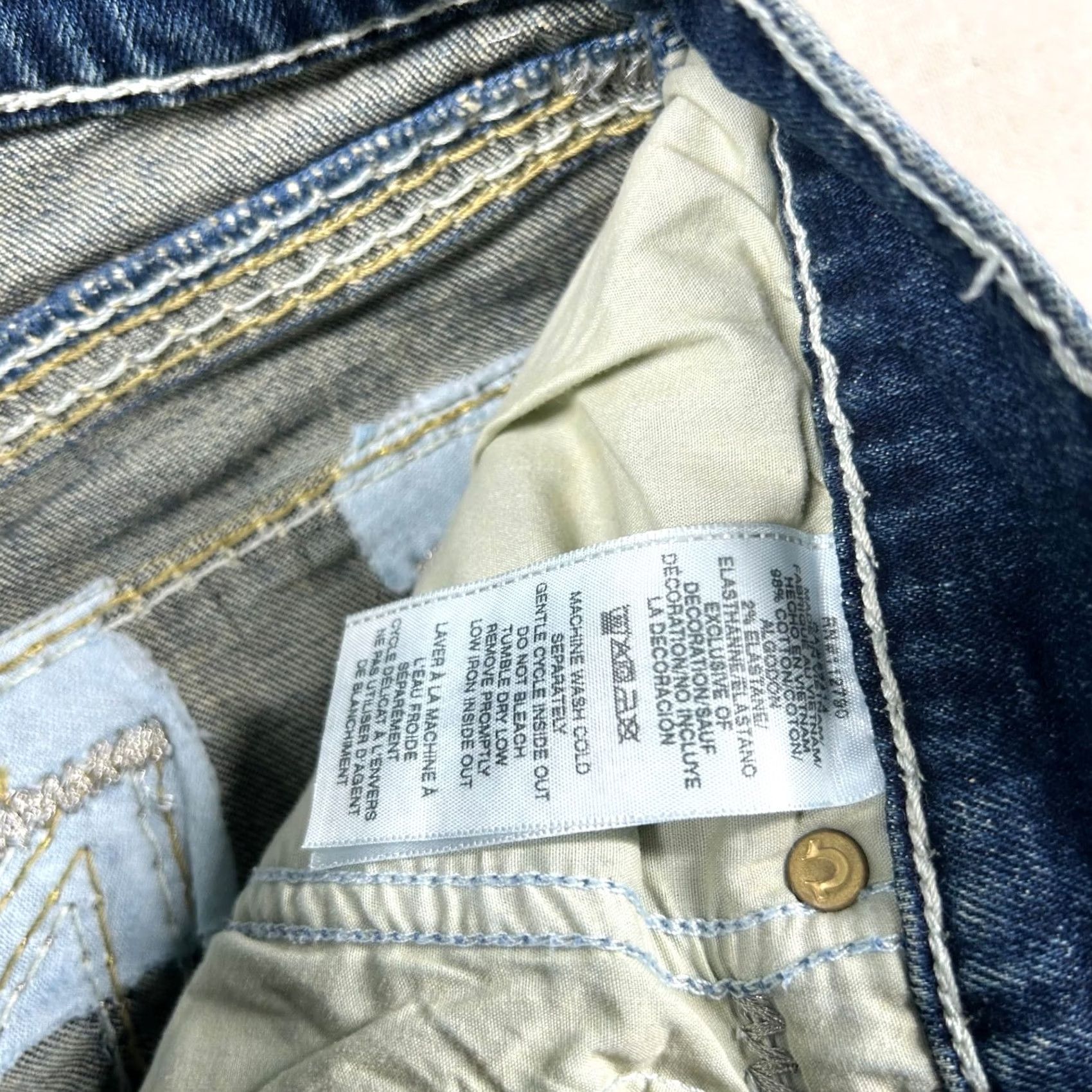 True Religion VINTAGE True Religion Jeans Womens 24 Ricki Relaxed Straight Contrast Stitch Western Jeans Size 42" / US 20 - 5 Thumbnail