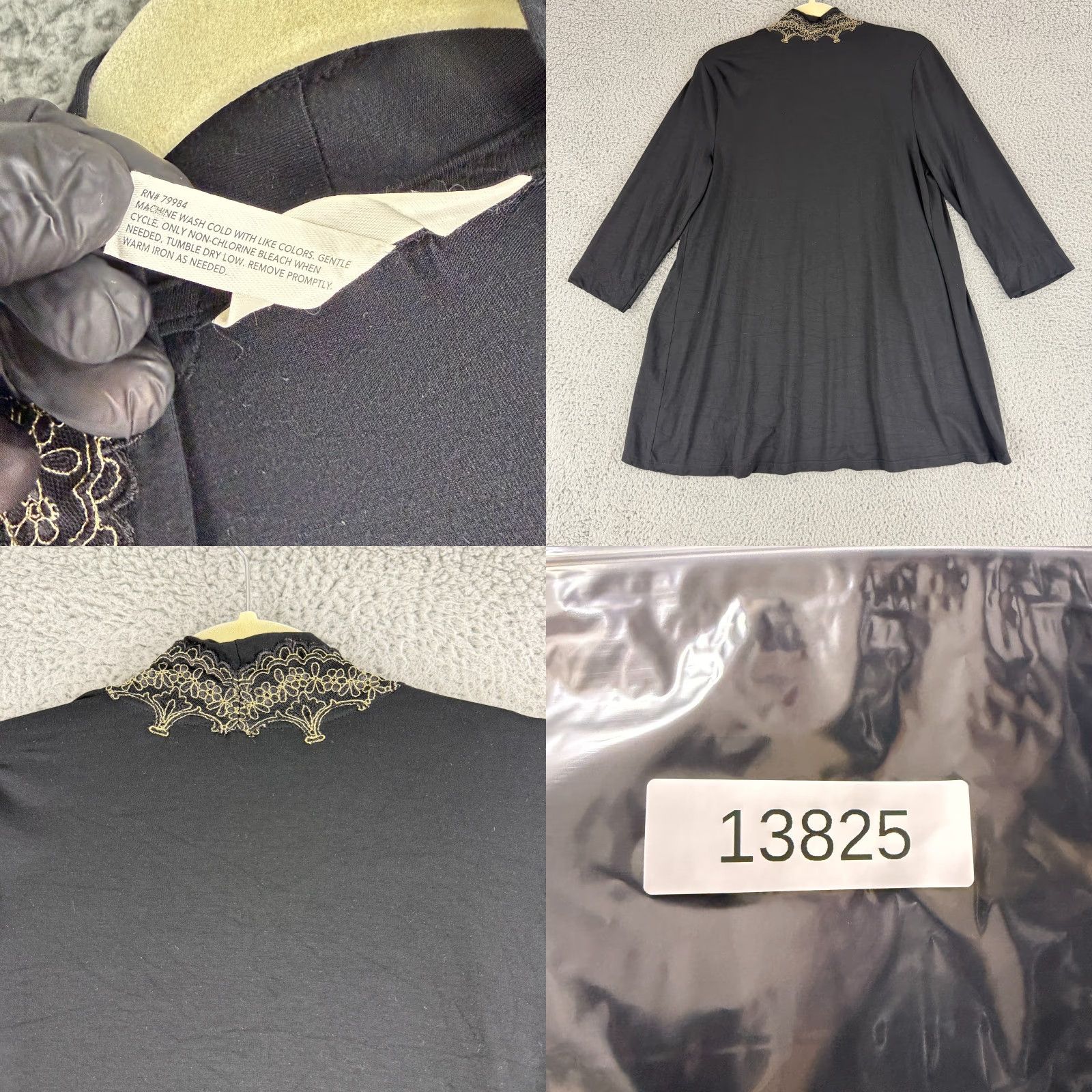 Vintage Soma Cardigan Sweater Womens Medium Black Lace Trim Open Front Long Sleeve Size M / US 6-8 / IT 42-44 - 8 Thumbnail