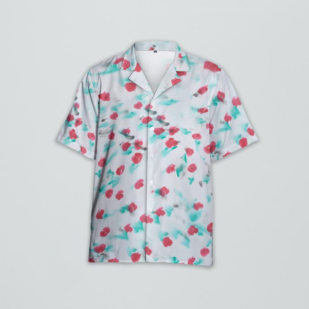Designer Mix-Print Panelled Short-Sleeve Shirt Size US M / EU 48-50 / 2 - 1 Thumbnail