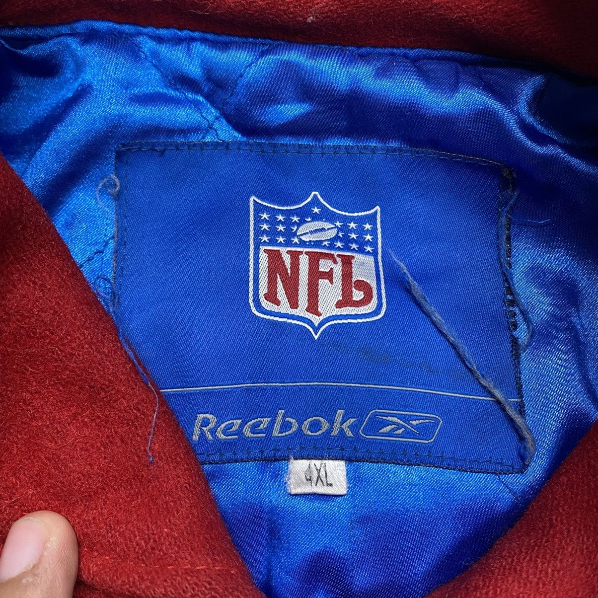 NFL Vintage 90's NFL Patches Red Bomber Jacket Size 3XL Size US XXL / EU 58 / 5 - 7 Thumbnail