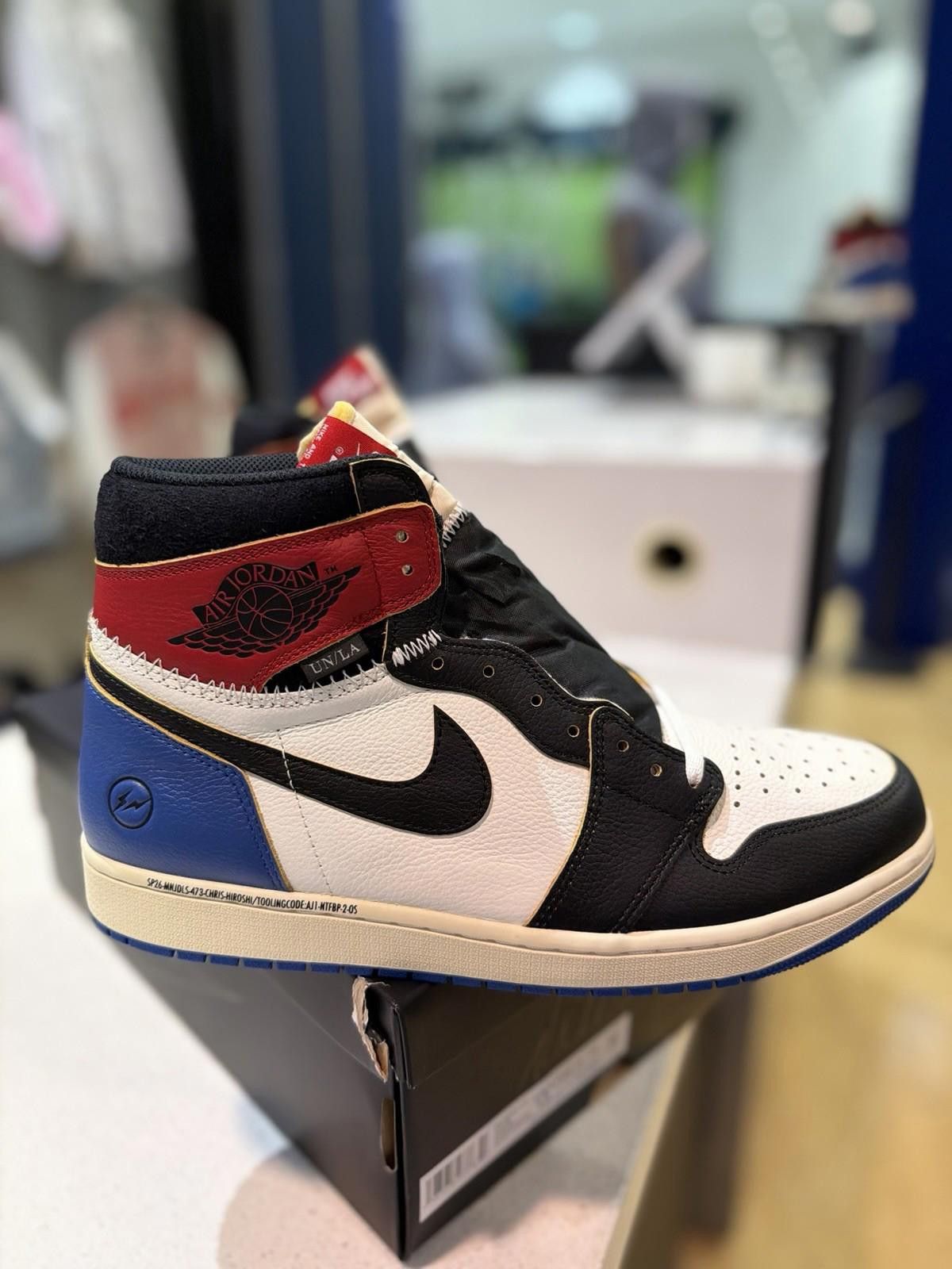 Jordan Brand Air Jordan 1 x Union x Fragment Black and Varsity Red (13) Size US 13 / EU 46 - 10 Thumbnail