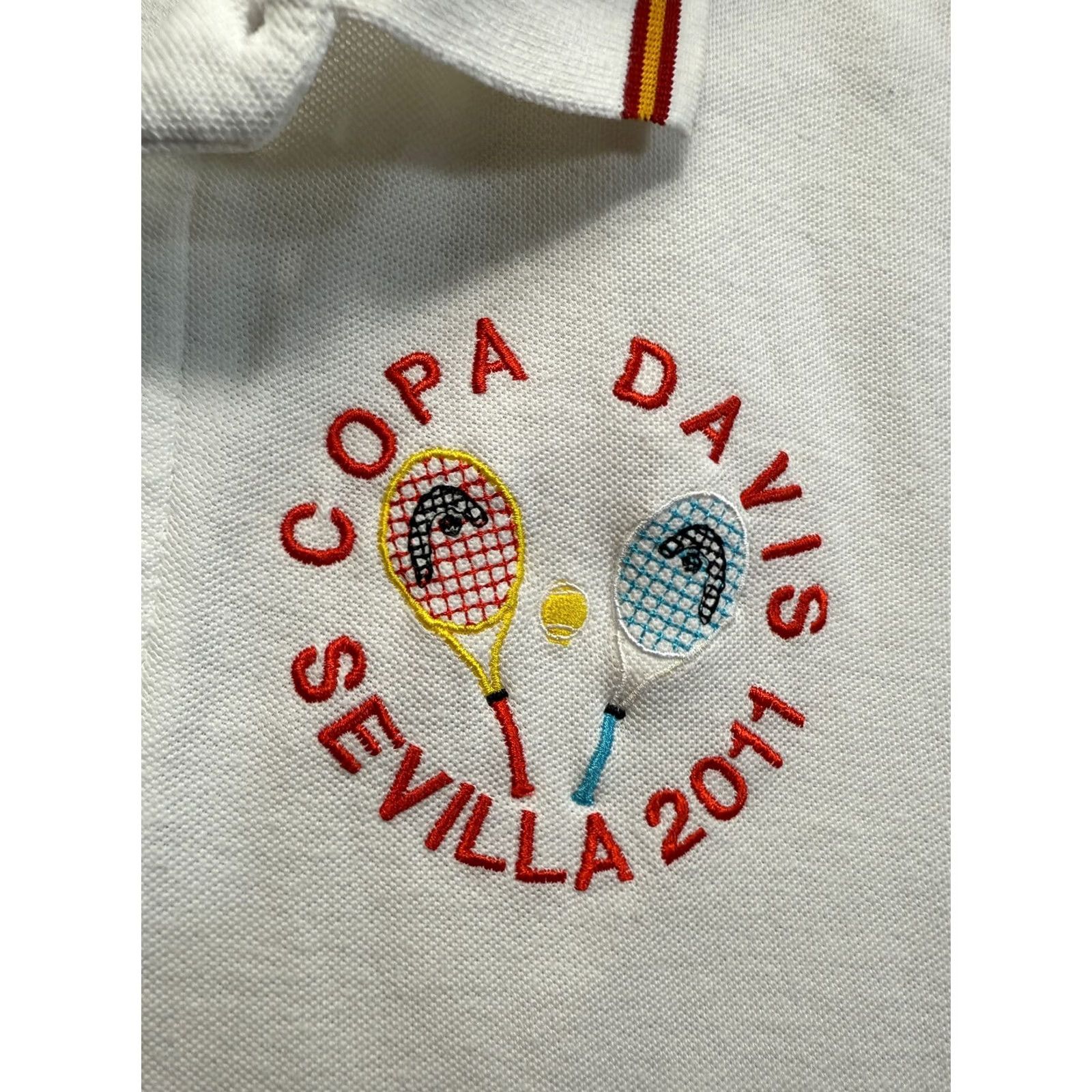 Vintage Copa Davis Sevilla 2011 Tennis Spain Vs Argentina White polo shirt mens size L Size US L / EU 52-54 / 3 - 2 Thumbnail