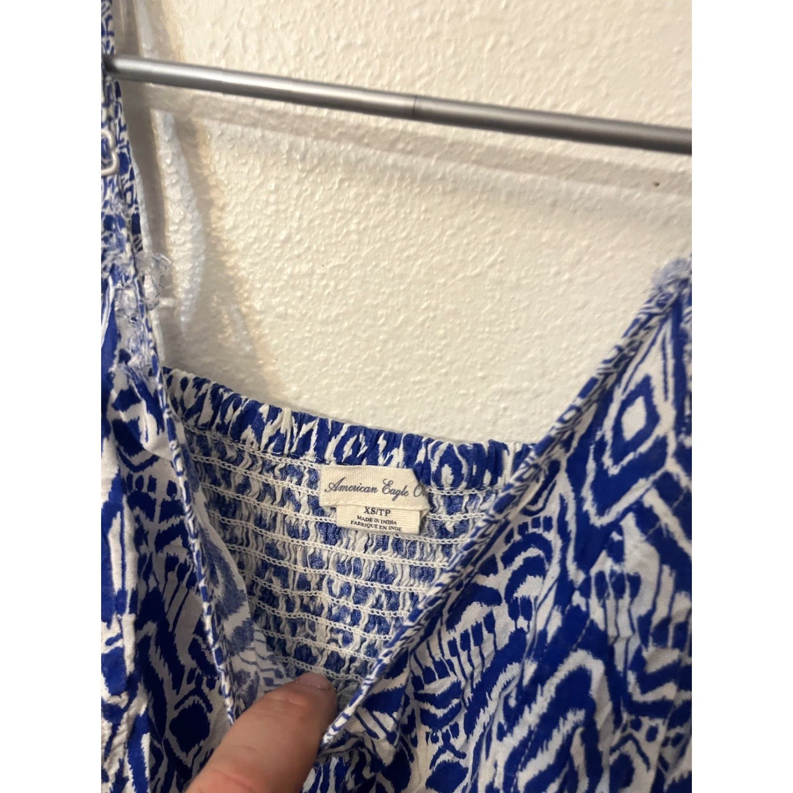 American Eagle Outfitters VINTAGE American Eagle Outfitters Romper Womens XS Blue Bohemian Geometric Spaghetti Straps Adjustable One-Piece Size 26" / US 2 / IT 38 - 2 Thumbnail