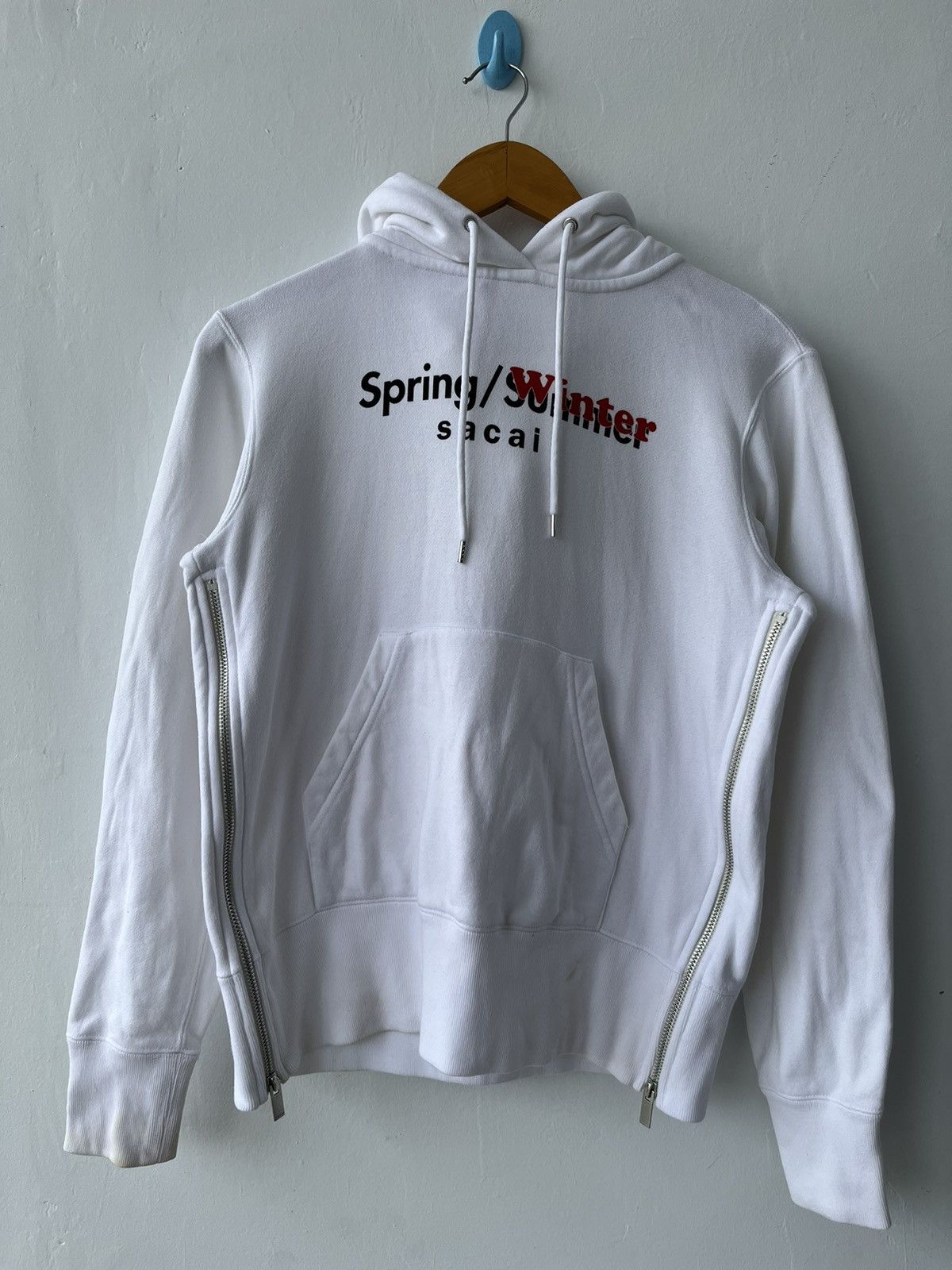 image of Sacai Spring Summer Winter Hoodie in White, Men's (Size Small)