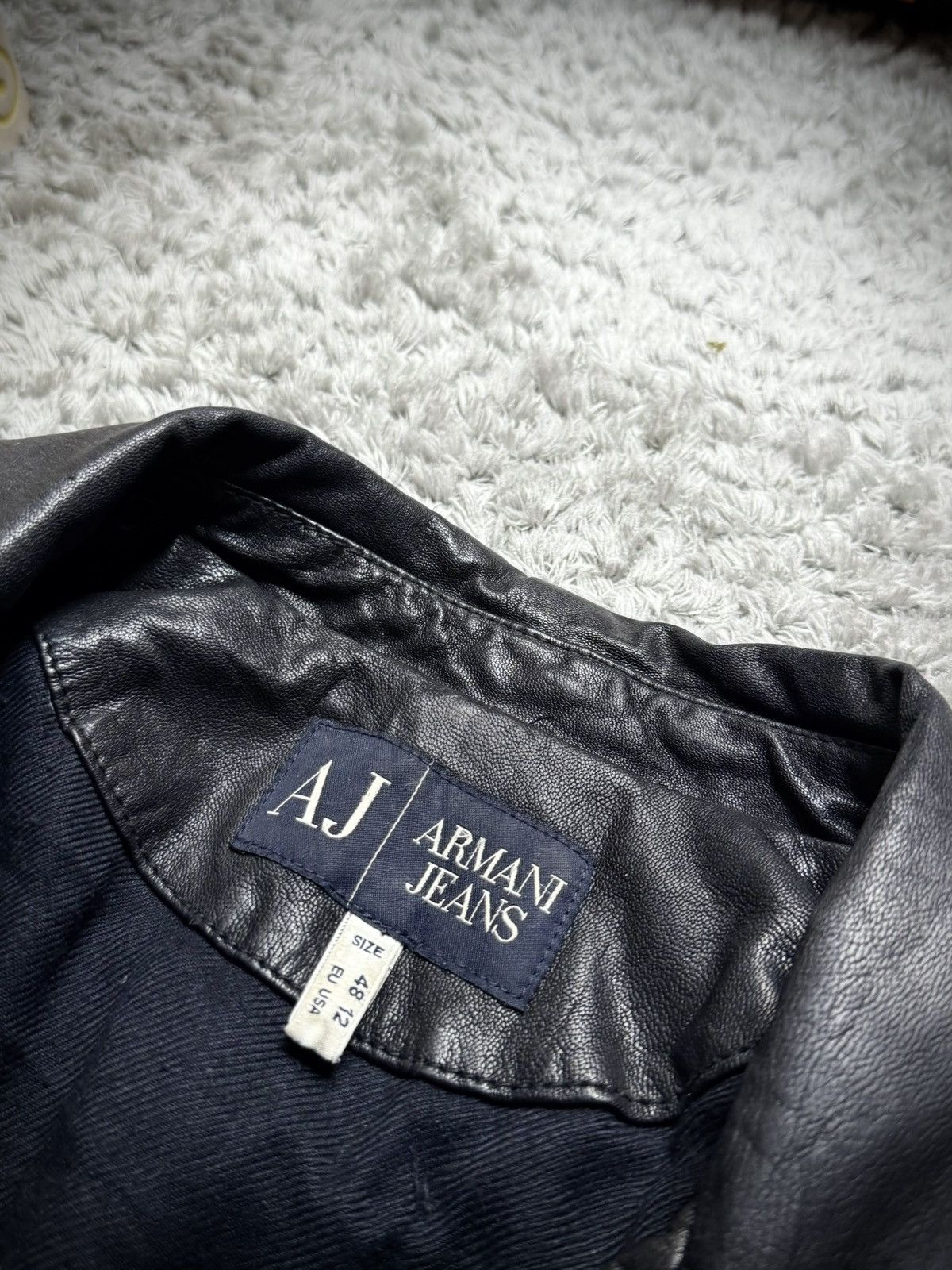Emporio Armani 00s Emporio Armani Leather Jacket Rare Luxury Vintage Size L / US 10 / IT 46 - 10 Thumbnail