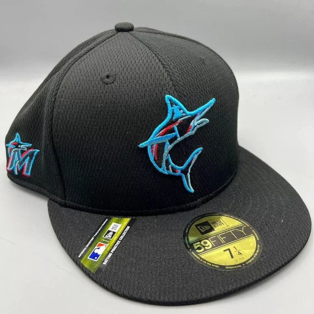 New Era Florida Marlins Hat Men 7 1/4 59Fifty New Era MLB Fitted Cap Size ONE SIZE - 1 Thumbnail