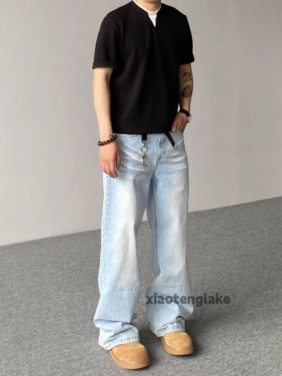 Jean Custom washed faded wide Leg loose baggy y2k jeans Size US 30 / EU 46 - 7 Thumbnail