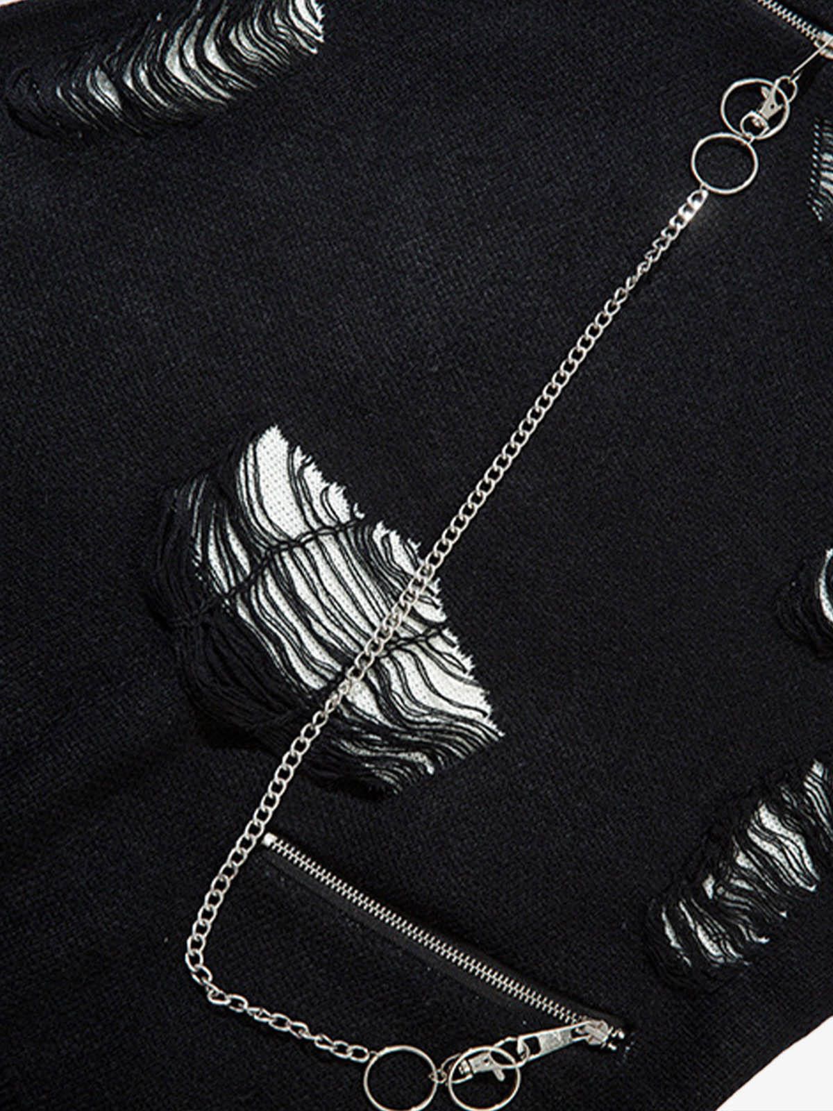 Other Black Distressed Oversized Knit Sweater, Grunge Pullover Size US M / EU 48-50 / 2 - 5 Thumbnail