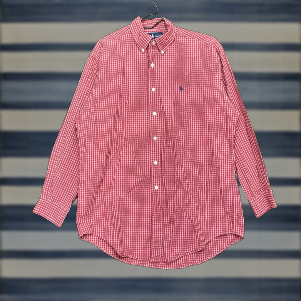 Ralph Lauren Ralph Lauren Button-Up Shirt Mens L Red Gingham Long Sleeve Collared Classic Fit 15.5 Cotton N/A Size US L / EU 52-54 / 3 - 1 Thumbnail