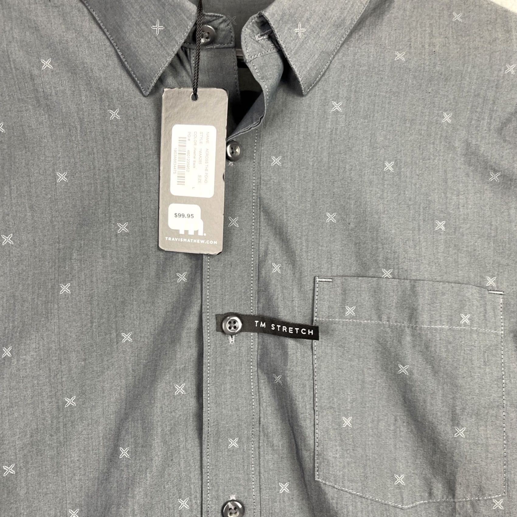 TravisMathew Travis Mathew Shirt Mens Large Black TM Stretch Button Up Short Sleeve Pocket Size US L / EU 52-54 / 3 - 6 Thumbnail