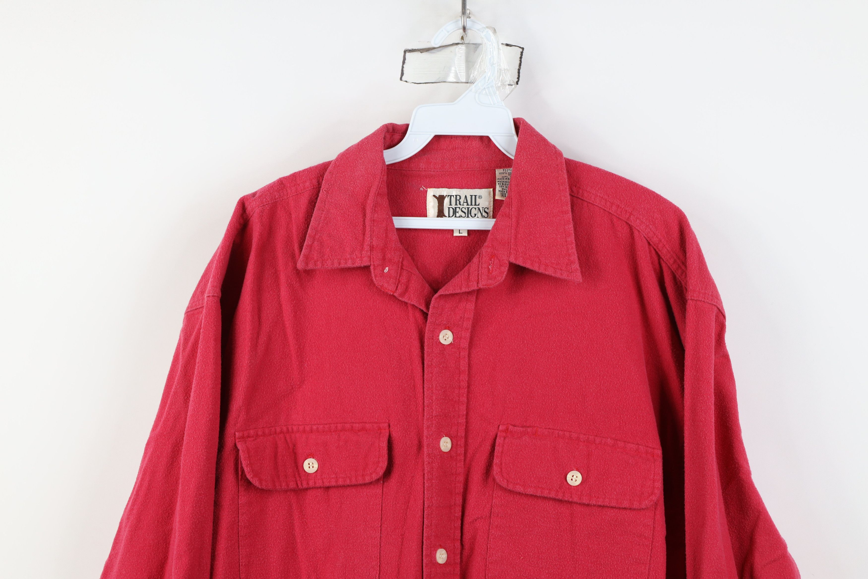 Vintage Vintage 90s Streetwear Cloth Collared Button Shirt Red Size US L / EU 52-54 / 3 - 2 Thumbnail