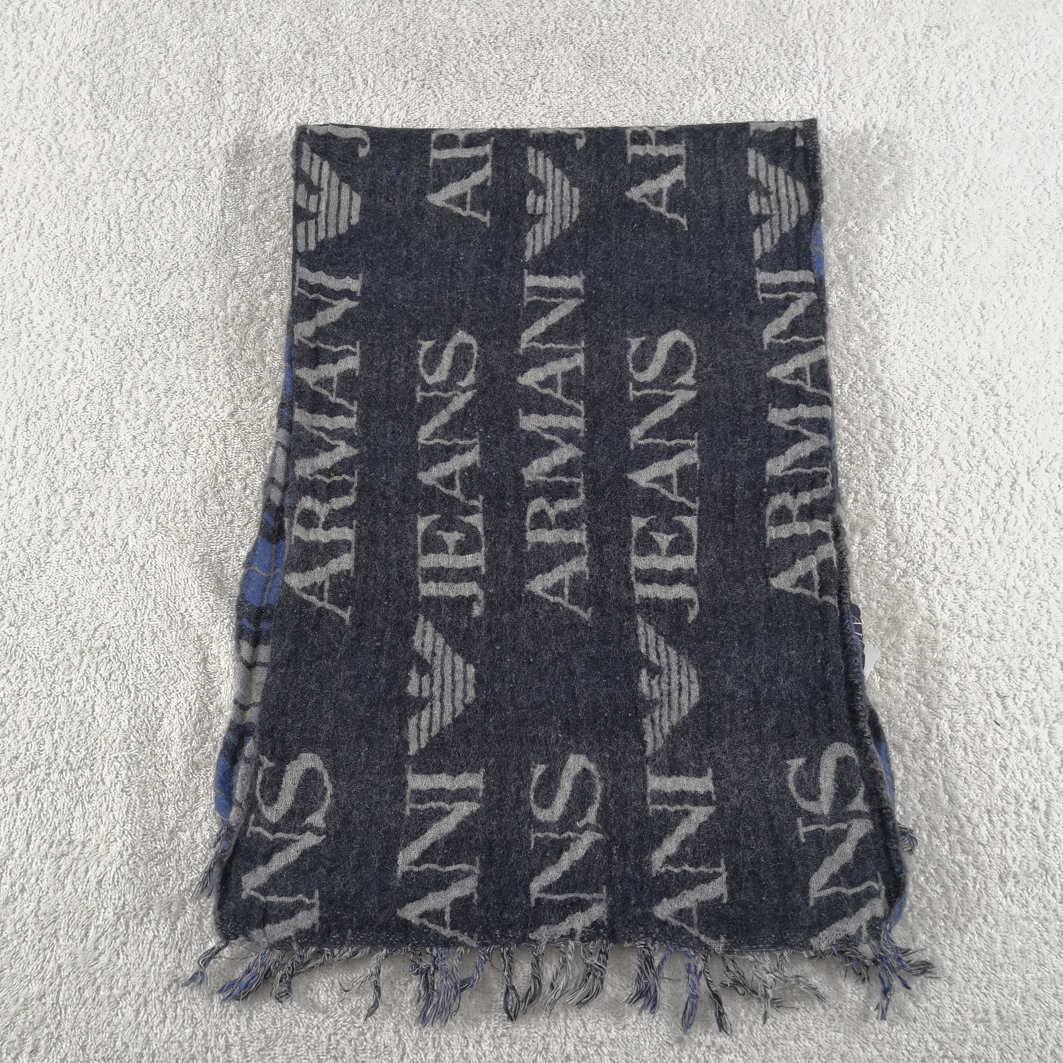 Armani Vintage Armani Jeans Scarf Muffler Wool Cashmere Scarves Size ONE SIZE - 2 Thumbnail
