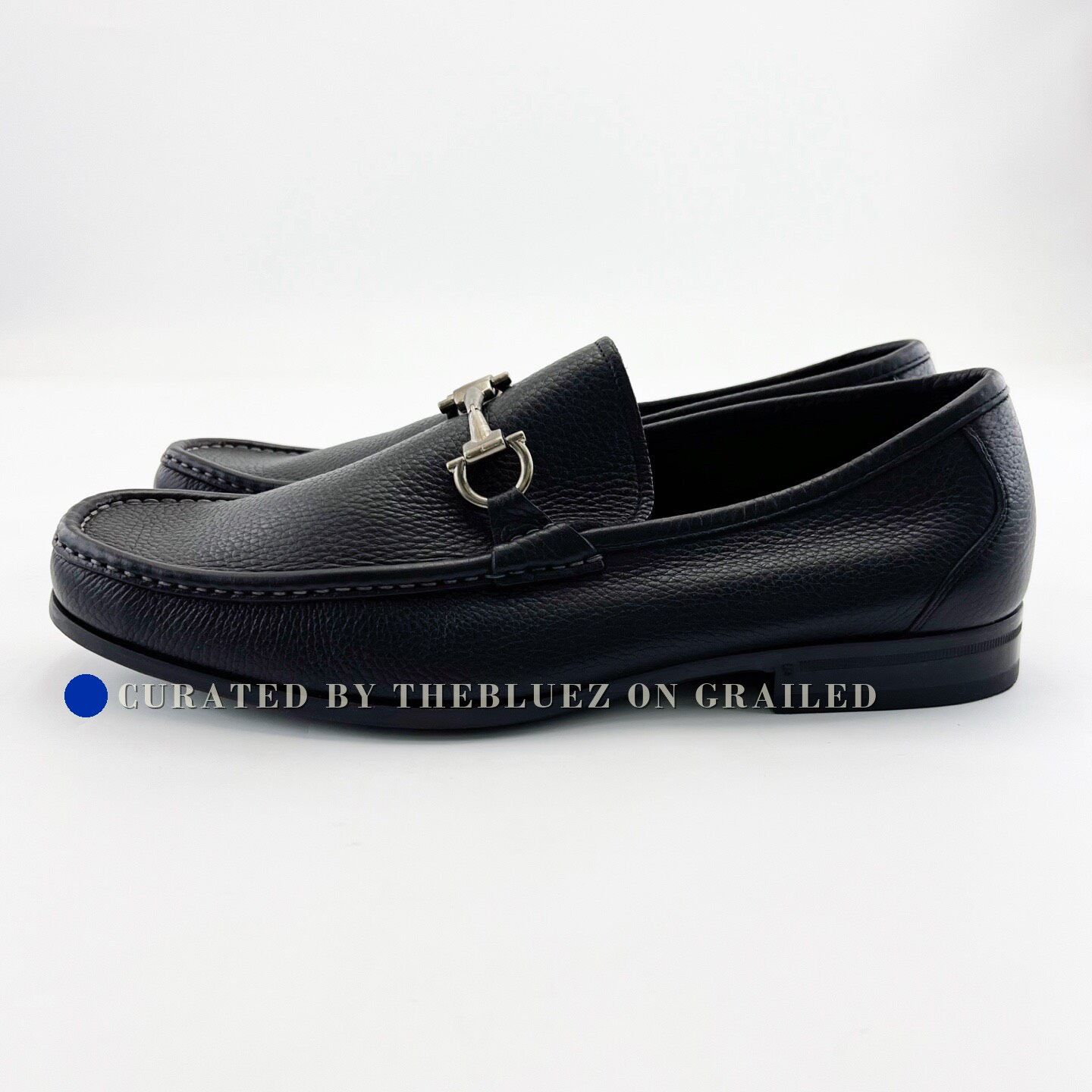 Salvatore Ferragamo Black Leather Slip-On Loafers with  display picture 3