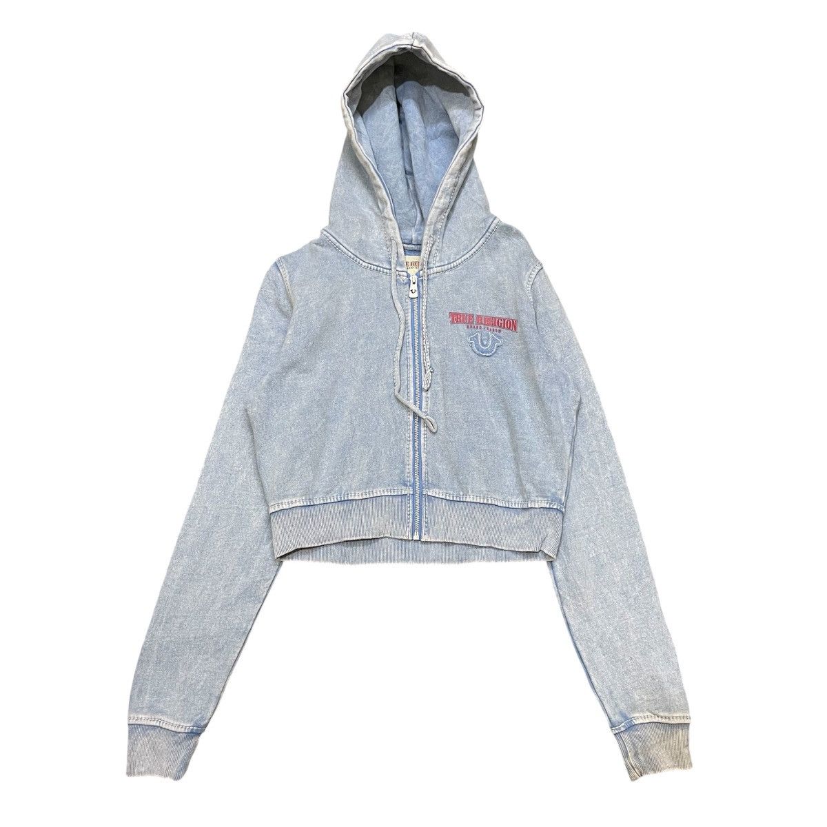True Religion Y2K True Religion Cropped Hoodie Acid Wash Sweatshirt Size L / US 10 / IT 46 - 1 Thumbnail