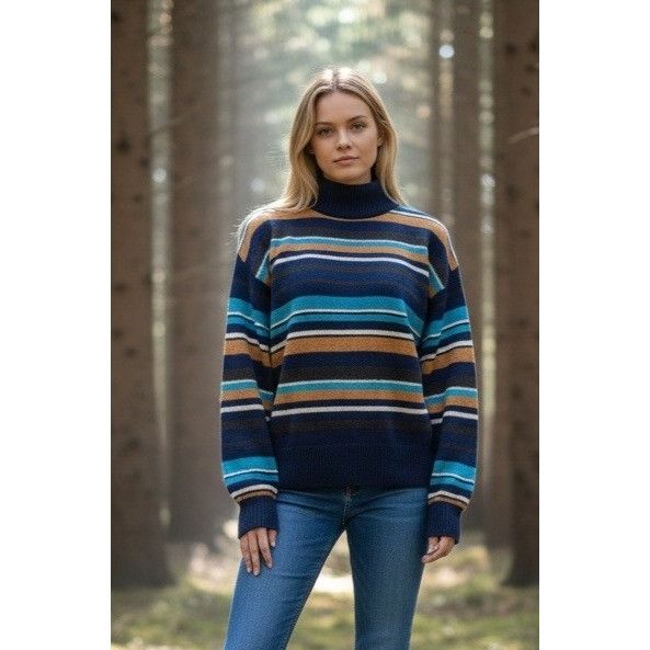 Other St. John’s Bay women’s Mock Neck, Button Back Striped Sweate Size M / US 6-8 / IT 42-44 - 2 Thumbnail