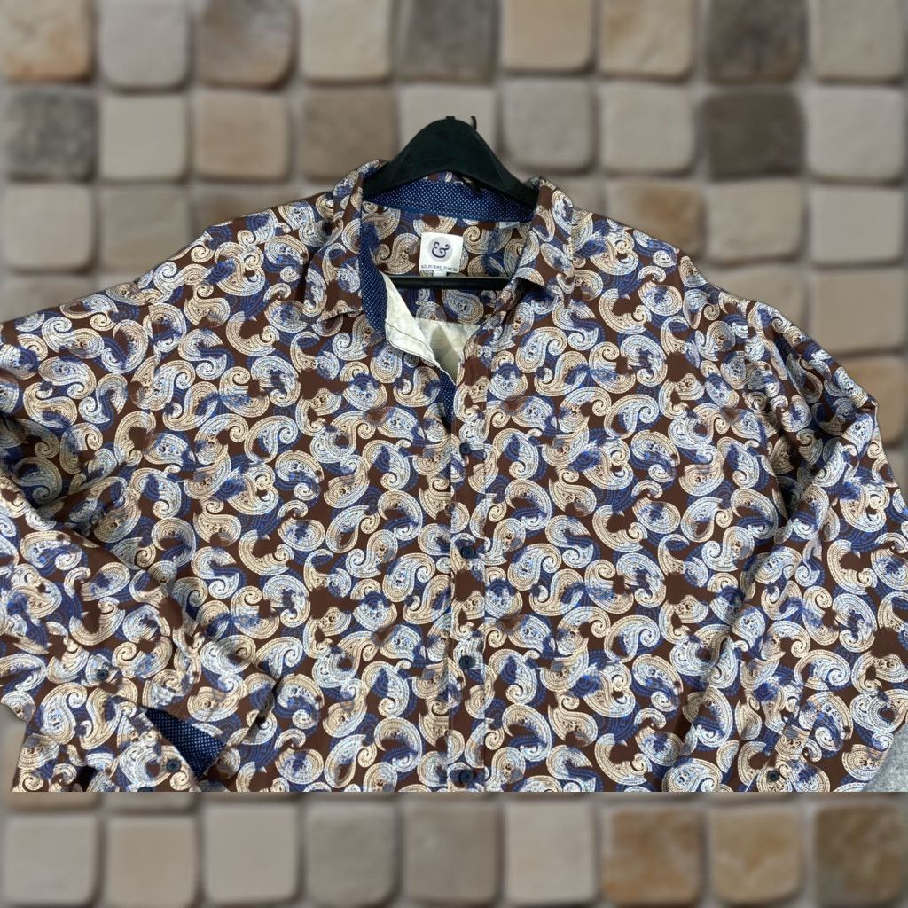 Vintage Kilburne & Finch Button Up Shirt Mens 3XL Brown White Paisley Long Sleeve Cowboy Western Size US XXL / EU 58 / 5 - 1 Thumbnail