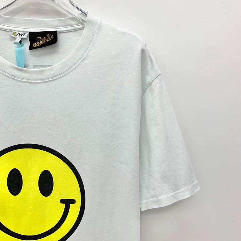 Loewe Loewe White smiling face printed cotton round neck short s Size L / US 10 / IT 46 - 3 Thumbnail