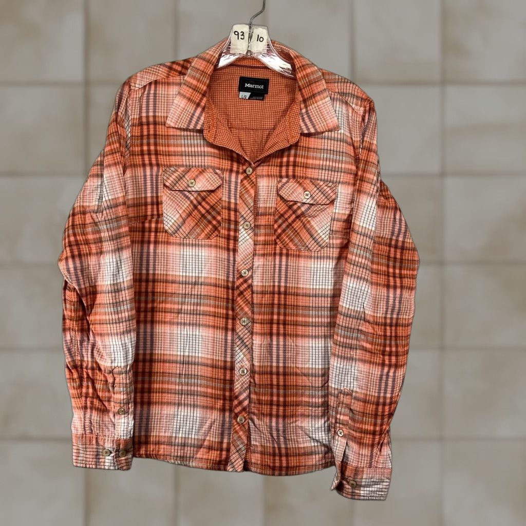 Marmot Marmot Top Women's L Orange Plaid Long Sleeve Outdoors Casual Size L / US 10 / IT 46 - 1 Thumbnail