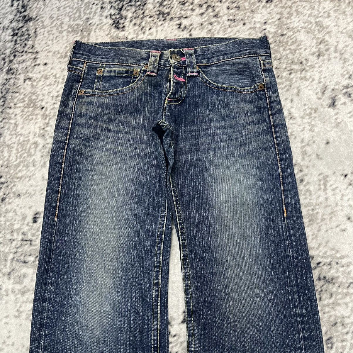 Japanese Brand Y2K Cocolulu Embroidery Wide Leg Flare Jeans Size 29" - 6 Thumbnail