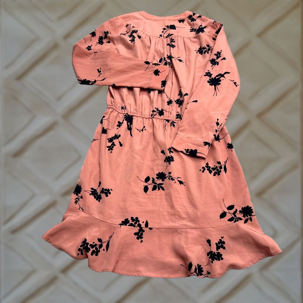 Missguided Joie Acey Floral Ruffle Mini Dress Women Medium Pink Black Long Sleeve Button Up Size S / US 4 / IT 40 - 1 Thumbnail