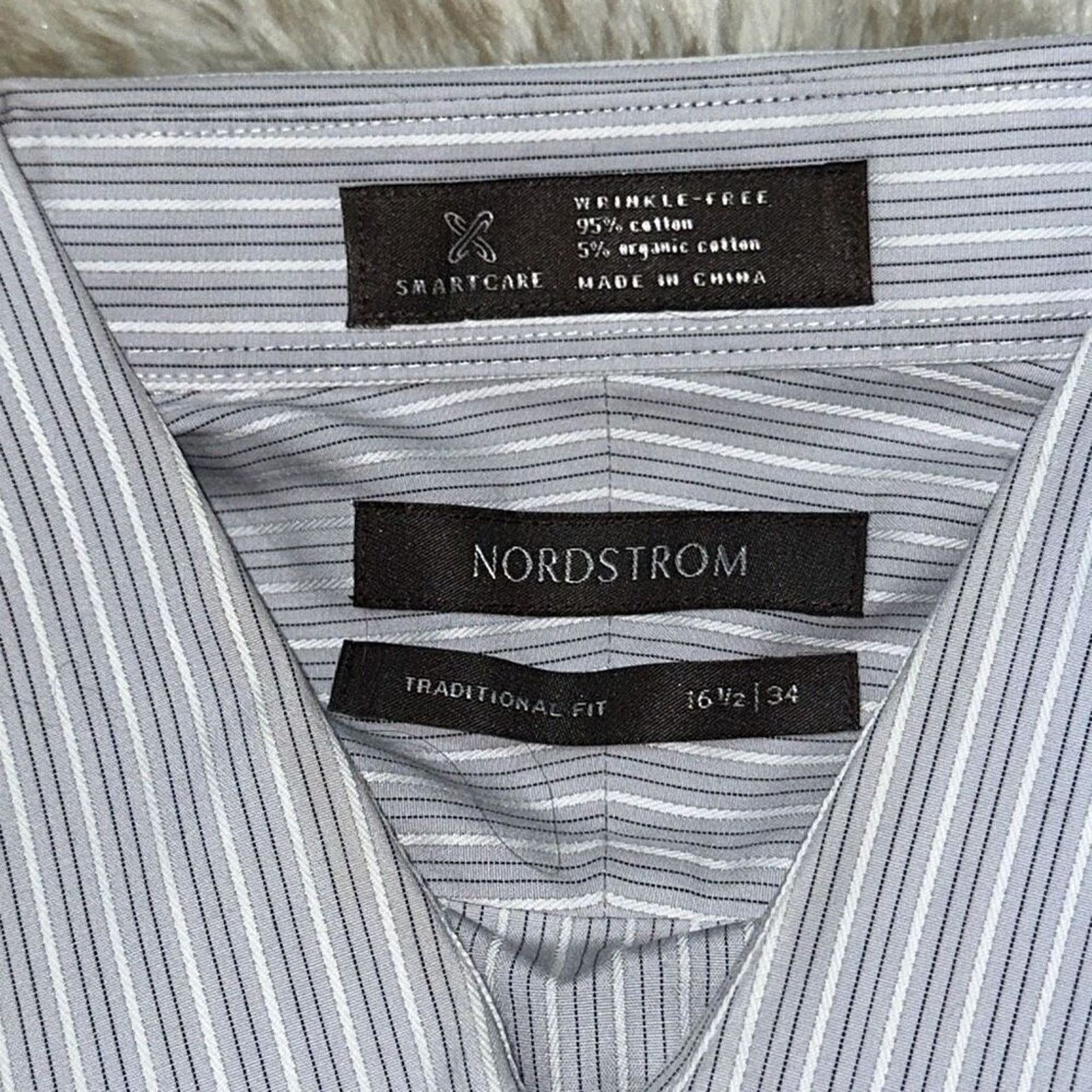 Nordstrom Nordstrom Classic Fit Striped Button Front Shirt | Sz 16 ½ Size US M / EU 48-50 / 2 - 4 Thumbnail