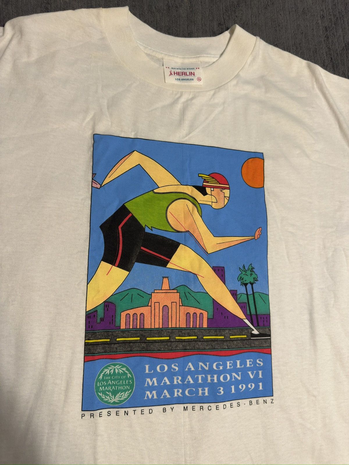 Vintage Vintage Los Angeles Marathon 1991 x Mercedes Tee Size XL Size US XL / EU 56 / 4 - 2 Thumbnail