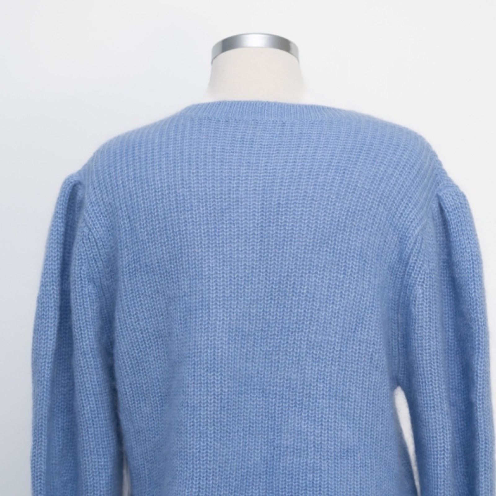 Designer Lewit. Puff Sleeve Mohair Angora Silk Wool Blend Sweater. Size L / US 10 / IT 46 - 13 Thumbnail