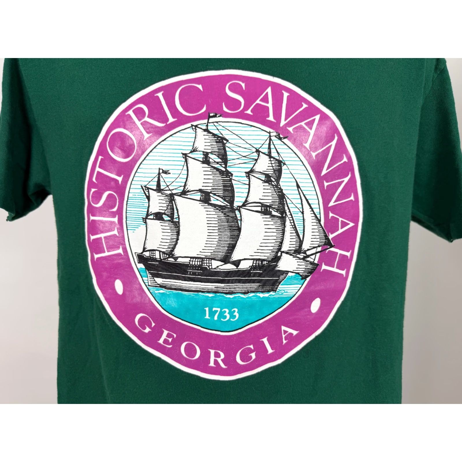 Hanes Vintage Hanes Savannah Georgia T-Shirt Adult Medium Green 90s Crew Neck Short Sleeve Graphic Print USA Men’s T-Shirt Size US M / EU 48-50 / 2 - 2 Thumbnail