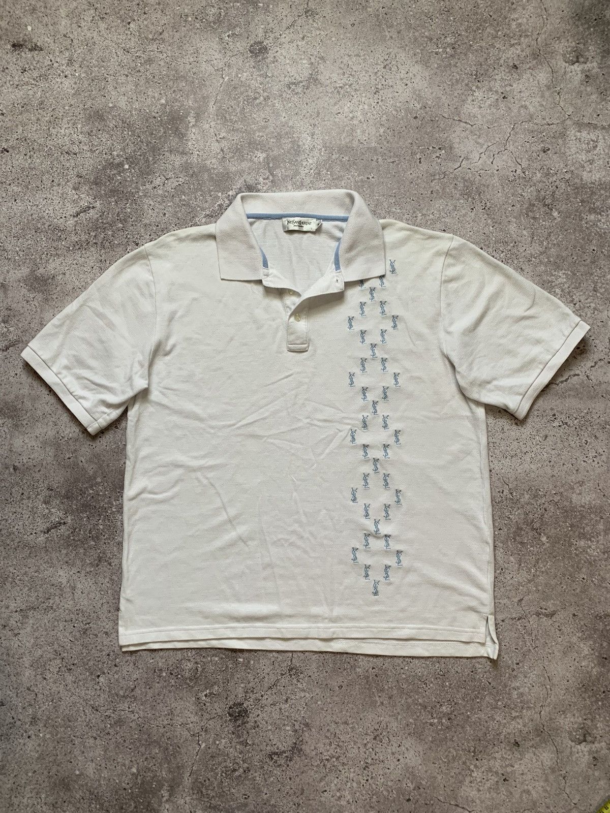 🔥Vintage Yves Saint Laurent Polo T-Shirt Monogram Logo YSL