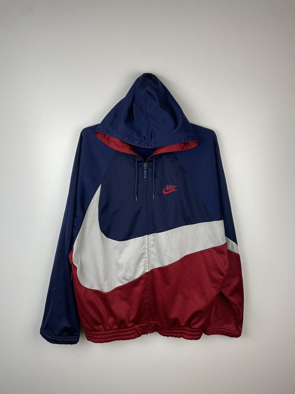 Nike × Vintage Big Swoosh Nike Vintage Zip Hoodie Blue Size M Size US M / EU 48-50 / 2 - 1 Thumbnail