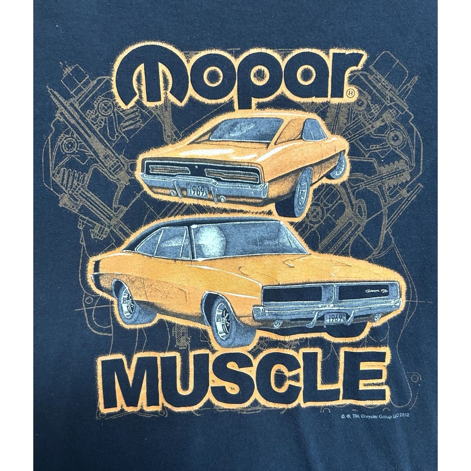 Vintage MoPar Muscle 1969 Dodge Orange Charger Black T Shirt Short Sleeve Tee Cars Small (S) Mens Shirt Graphic Print Size US S / EU 44-46 / 1 - 6 Thumbnail