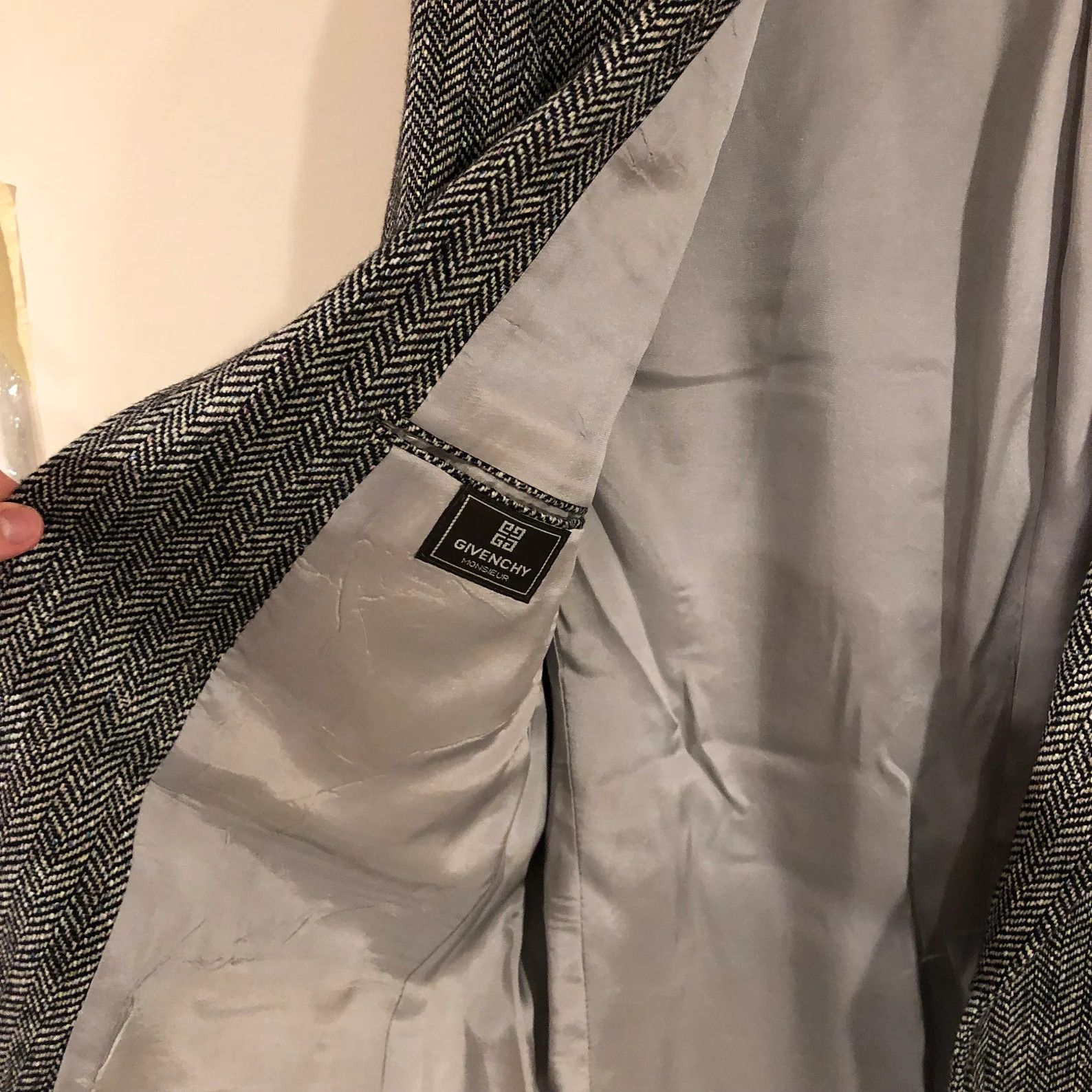 Givenchy Houndstooth Blazer Suit Tweed Wool Jacket Coat Size 42R - 6 Thumbnail