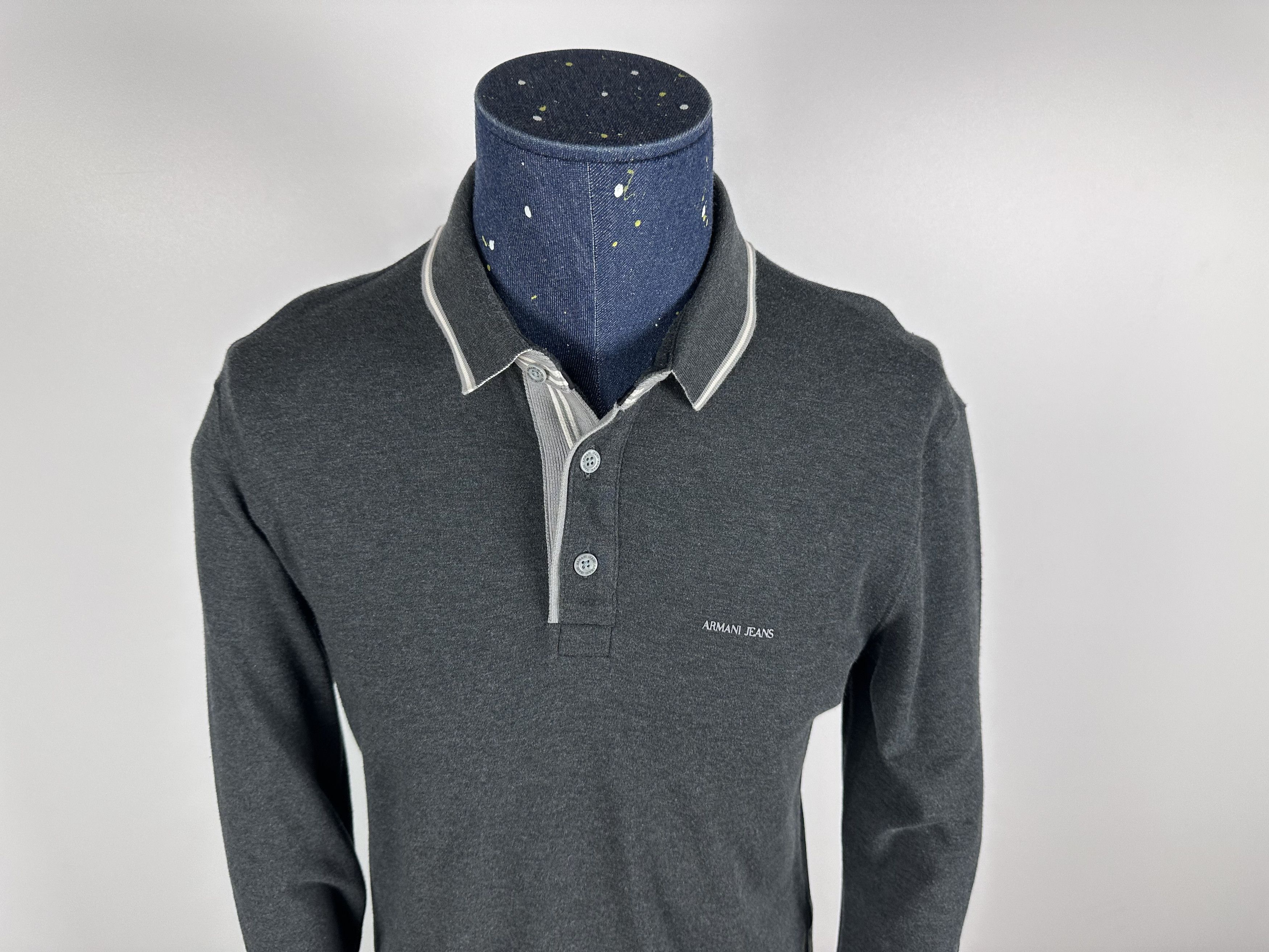 Giorgio Armani Armani Jeans Long Sleeve Polo Mens Shirt Gray Cotton Size XL Size US XL / EU 56 / 4 - 3 Thumbnail